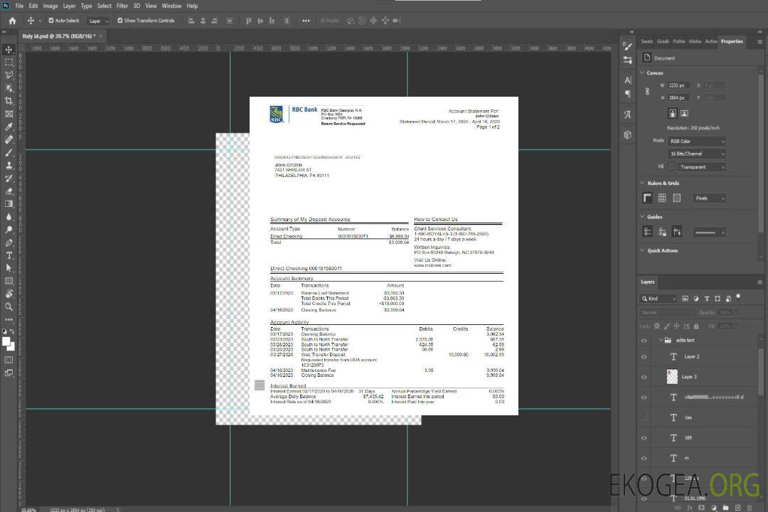 Modèle Word et PDF de relevé bancaire RBC aux États-Unis, version 2 template Modèle Word et PDF de relevé bancaire RBC aux États-Unis, version 2 template